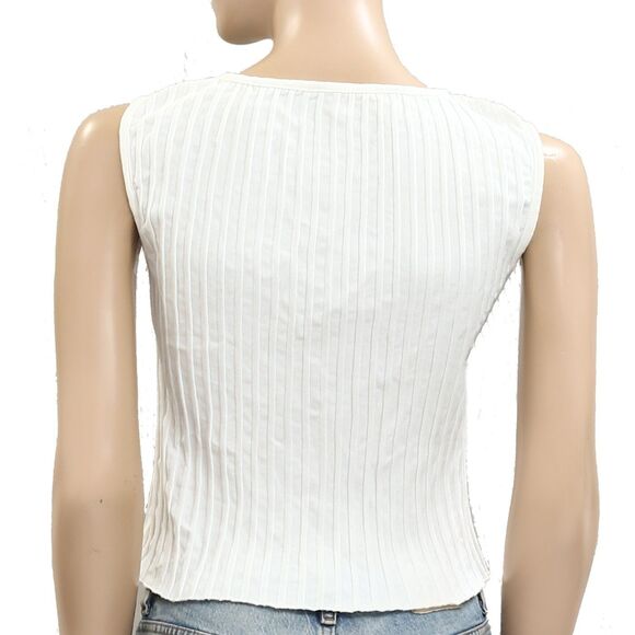 Free People Tilly Vest Blouse Top Knit Ribbed Buttondown Sleeveless L NEW 280660 - Picture 9 of 10